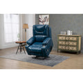 Poltrona reclinabile blu oversize in pelle PU con alzata assistita, massaggio e calore, 1 persona