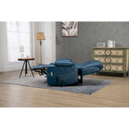 Poltrona reclinabile blu oversize in pelle PU con alzata assistita, massaggio e calore, 1 persona