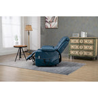 Poltrona reclinabile blu oversize in pelle PU con alzata assistita, massaggio e calore, 1 persona