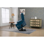 Poltrona reclinabile blu oversize in pelle PU con alzata assistita, massaggio e calore, 1 persona
