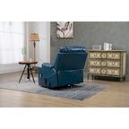 Poltrona reclinabile blu oversize in pelle PU con alzata assistita, massaggio e calore, 1 persona
