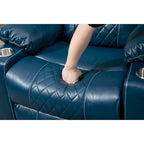 Poltrona reclinabile blu oversize in pelle PU con alzata assistita, massaggio e calore, 1 persona