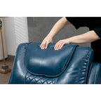 Poltrona reclinabile blu oversize in pelle PU con alzata assistita, massaggio e calore, 1 persona
