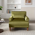 Poltrona d'accento in velluto verde/bianco/beige con braccioli rotondi, seduta singola