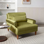 Poltrona d'accento in velluto verde/bianco/beige con braccioli rotondi, seduta singola