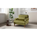 Poltrona d'accento in velluto verde/bianco/beige con braccioli rotondi, seduta singola