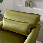Poltrona d'accento in velluto verde/bianco/beige con braccioli rotondi, seduta singola