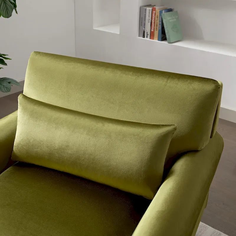 Poltrona d'accento in velluto verde/bianco/beige con braccioli rotondi, seduta singola
