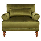 Poltrona d'accento in velluto verde/bianco/beige con braccioli rotondi, seduta singola