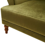 Poltrona d'accento in velluto verde/bianco/beige con braccioli rotondi, seduta singola