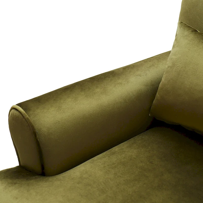 Poltrona d'accento in velluto verde/bianco/beige con braccioli rotondi, seduta singola