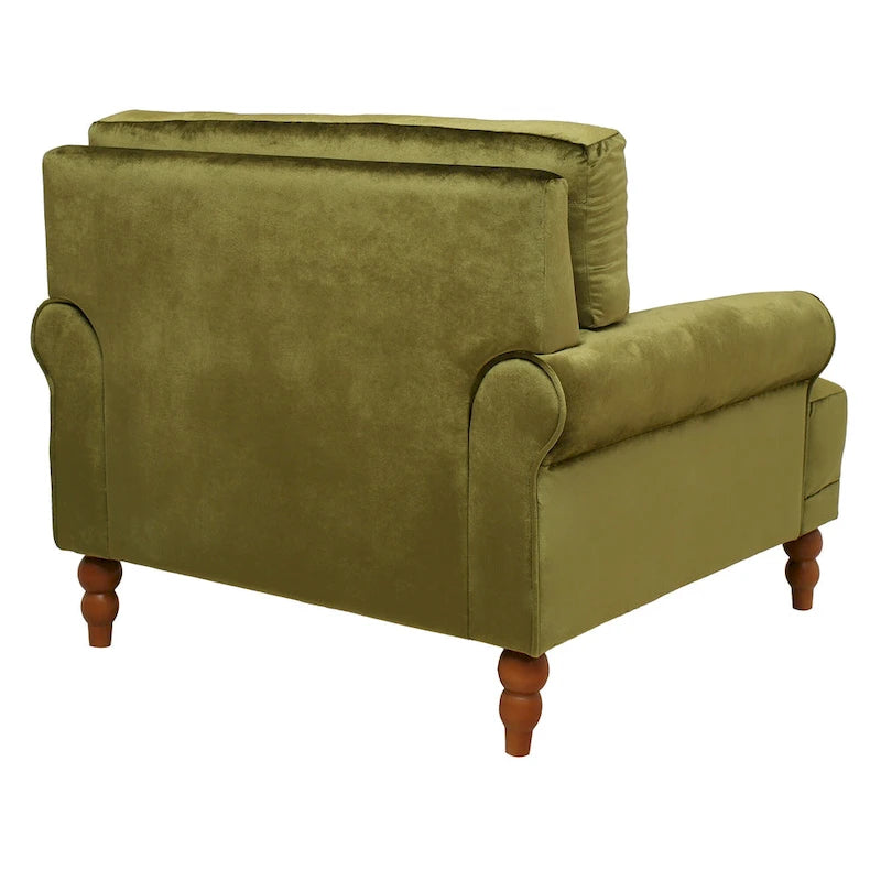Poltrona d'accento in velluto verde/bianco/beige con braccioli rotondi, seduta singola