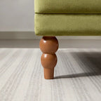Poltrona d'accento in velluto verde/bianco/beige con braccioli rotondi, seduta singola