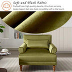 Poltrona d'accento in velluto verde/bianco/beige con braccioli rotondi, seduta singola