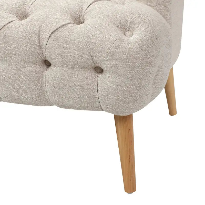 Divano a 3 posti con schienale alto e bottoni, in color bordeaux / verde smeraldo / beige, con gambe in betulla