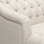 Divano a 3 posti con schienale alto e bottoni, in color bordeaux / verde smeraldo / beige, con gambe in betulla