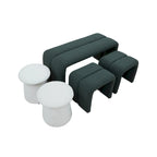 Set ottomano in tessuto verde da 5 pezzi, posti a sedere fino a 5
