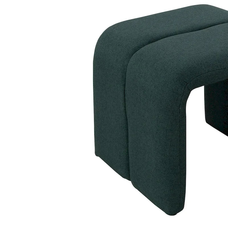 Set ottomano in tessuto verde da 5 pezzi, posti a sedere fino a 5