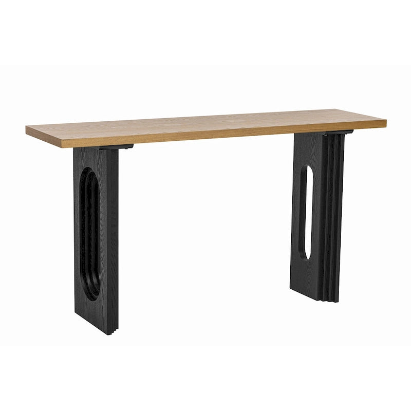Consolle gambe cave rotonde Nero / Naturale, 1 persona