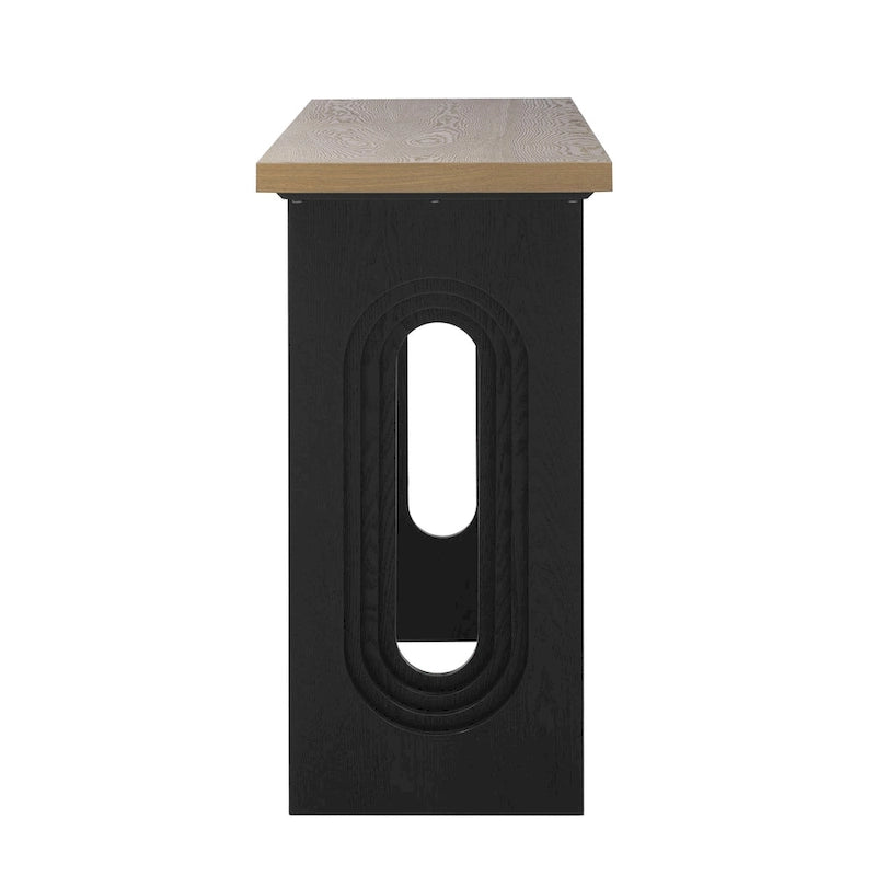 Consolle gambe cave rotonde Nero / Naturale, 1 persona