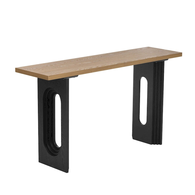 Consolle gambe cave rotonde Nero / Naturale, 1 persona