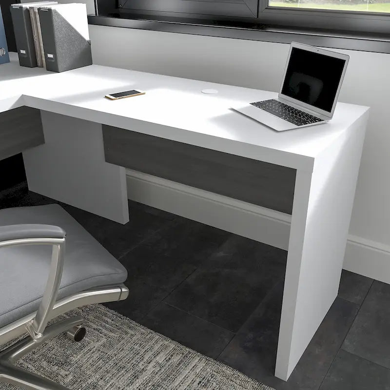 Prolunga da scrivania a ponte 42W, a L/U, bianco puro/grigio moderno/antracite, 1 persona