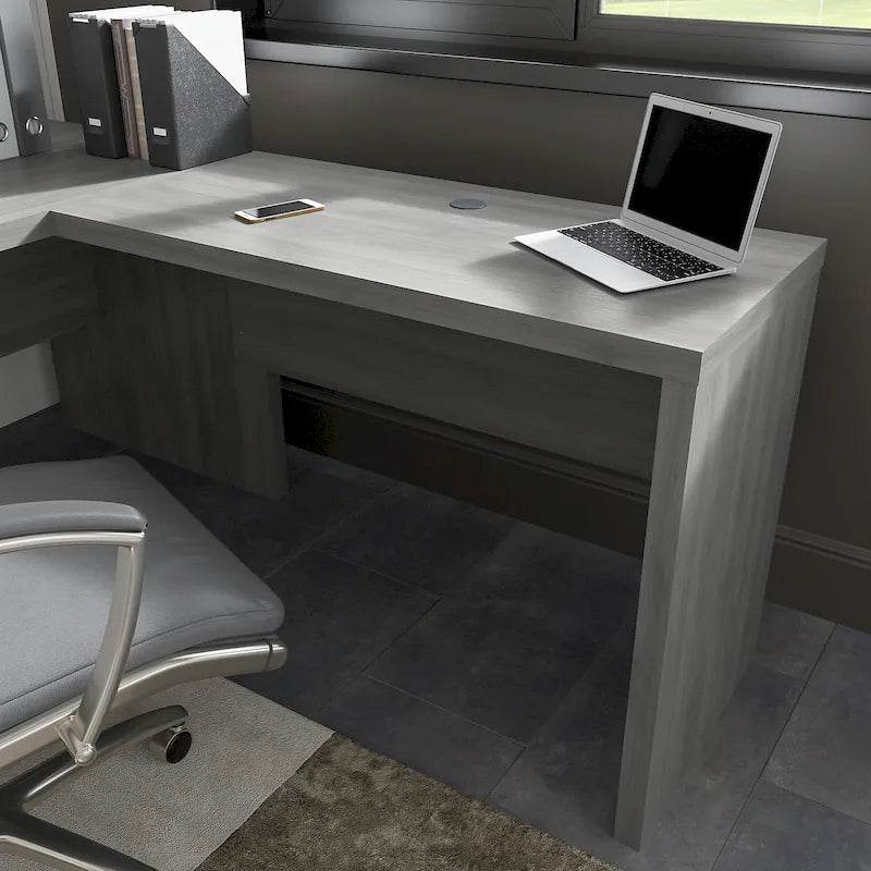 Prolunga da scrivania a ponte 42W, a L/U, bianco puro/grigio moderno/antracite, 1 persona