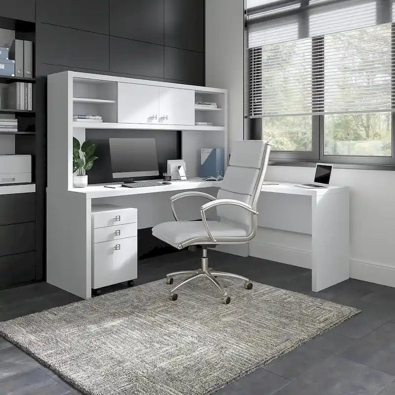 Prolunga da scrivania a ponte 42W, a L/U, bianco puro/grigio moderno/antracite, 1 persona