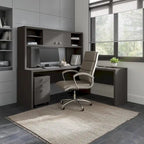 Prolunga da scrivania a ponte 42W, a L/U, bianco puro/grigio moderno/antracite, 1 persona