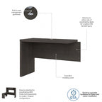 Prolunga da scrivania a ponte 42W, a L/U, bianco puro/grigio moderno/antracite, 1 persona