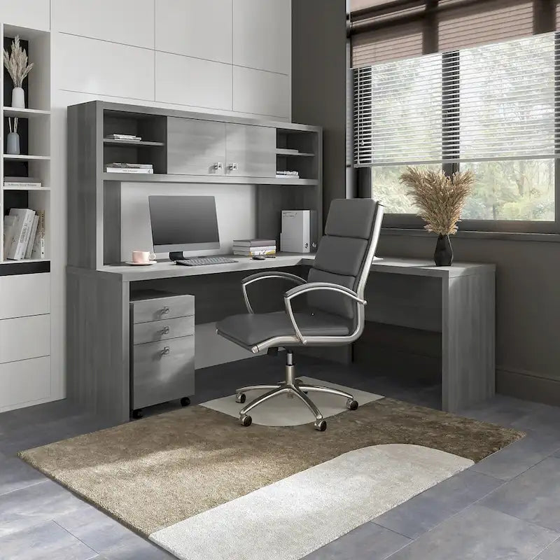 Prolunga da scrivania a ponte 42W, a L/U, bianco puro/grigio moderno/antracite, 1 persona