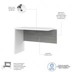 Prolunga da scrivania a ponte 42W, a L/U, bianco puro/grigio moderno/antracite, 1 persona