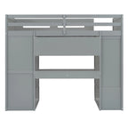 Letto a soppalco singolo bianco/grigio con scrivania, armadio e contenitore