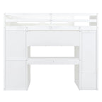Letto a soppalco singolo bianco/grigio con scrivania, armadio e contenitore
