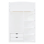 Letto a soppalco singolo bianco/grigio con scrivania, armadio e contenitore