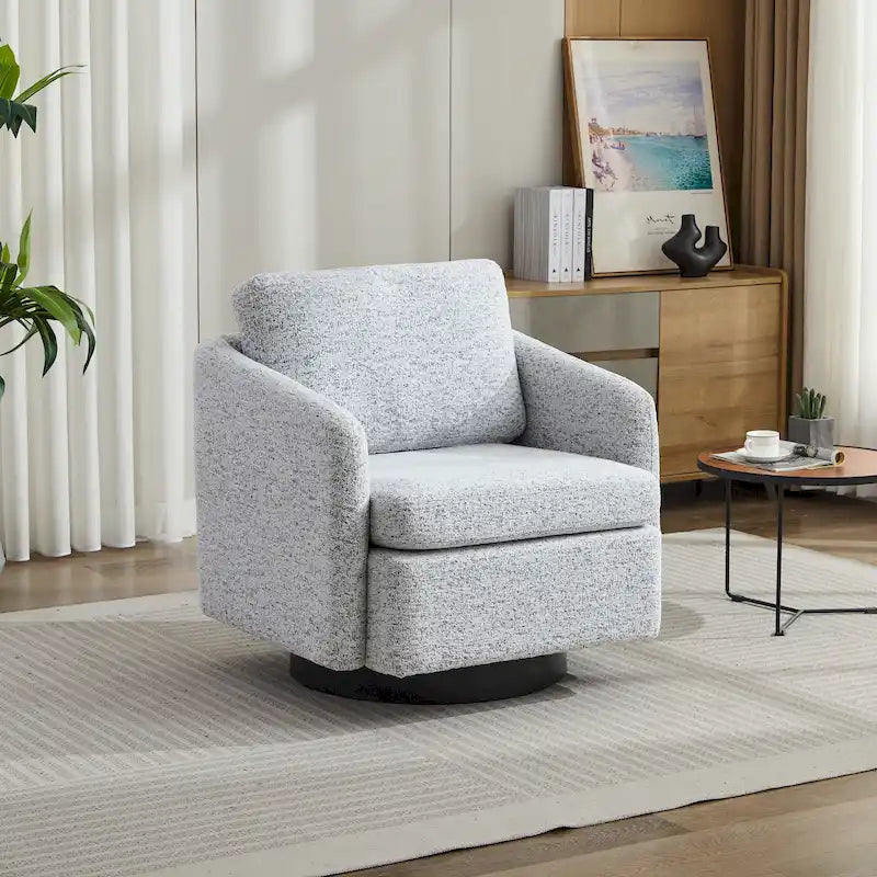 Poltrona girevole a sbalzo in bouclé giallo senape/grigio scuro/blu navy e pelle sintetica nera – Monoposto