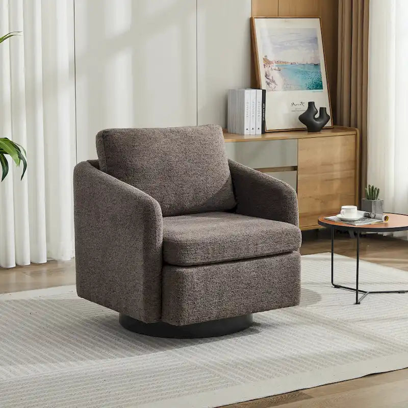 Poltrona girevole a sbalzo in bouclé giallo senape/grigio scuro/blu navy e pelle sintetica nera – Monoposto