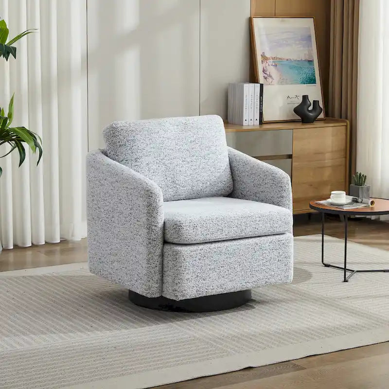 Poltrona girevole a sbalzo in bouclé giallo senape/grigio scuro/blu navy e pelle sintetica nera – Monoposto