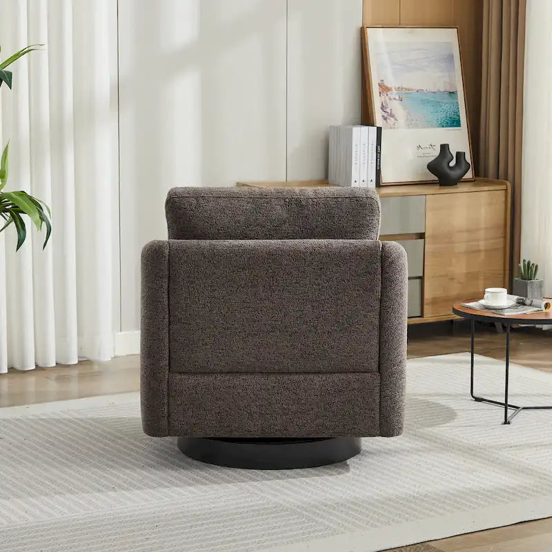 Poltrona girevole a sbalzo in bouclé giallo senape/grigio scuro/blu navy e pelle sintetica nera – Monoposto