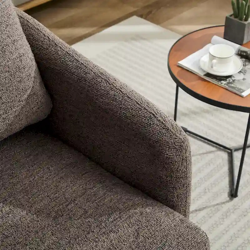 Poltrona girevole a sbalzo in bouclé giallo senape/grigio scuro/blu navy e pelle sintetica nera – Monoposto