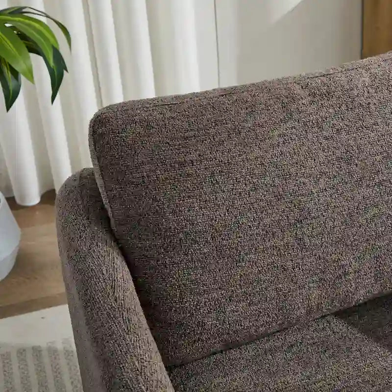 Poltrona girevole a sbalzo in bouclé giallo senape/grigio scuro/blu navy e pelle sintetica nera – Monoposto