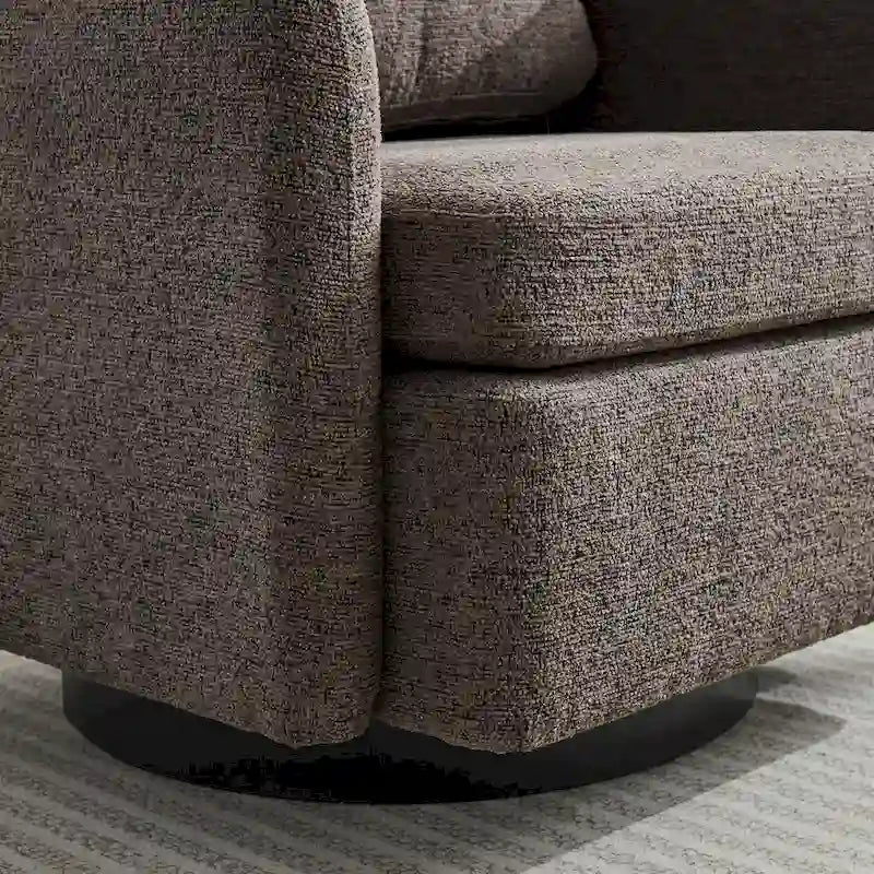 Poltrona girevole a sbalzo in bouclé giallo senape/grigio scuro/blu navy e pelle sintetica nera – Monoposto
