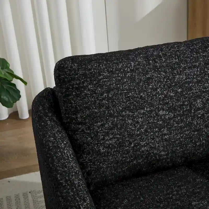 Poltrona girevole a sbalzo in bouclé giallo senape/grigio scuro/blu navy e pelle sintetica nera – Monoposto