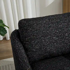 Poltrona girevole a sbalzo in bouclé giallo senape/grigio scuro/blu navy e pelle sintetica nera – Monoposto