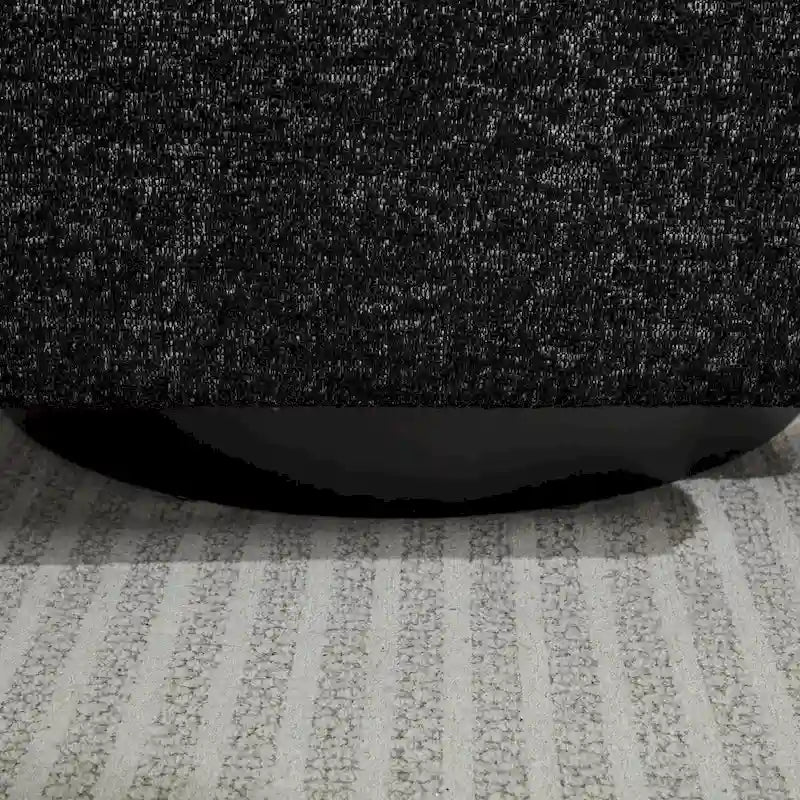 Poltrona girevole a sbalzo in bouclé giallo senape/grigio scuro/blu navy e pelle sintetica nera – Monoposto