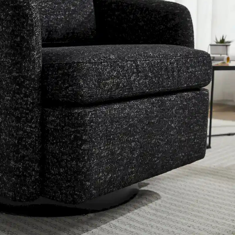 Poltrona girevole a sbalzo in bouclé giallo senape/grigio scuro/blu navy e pelle sintetica nera – Monoposto