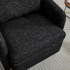 Poltrona girevole a sbalzo in bouclé giallo senape/grigio scuro/blu navy e pelle sintetica nera – Monoposto