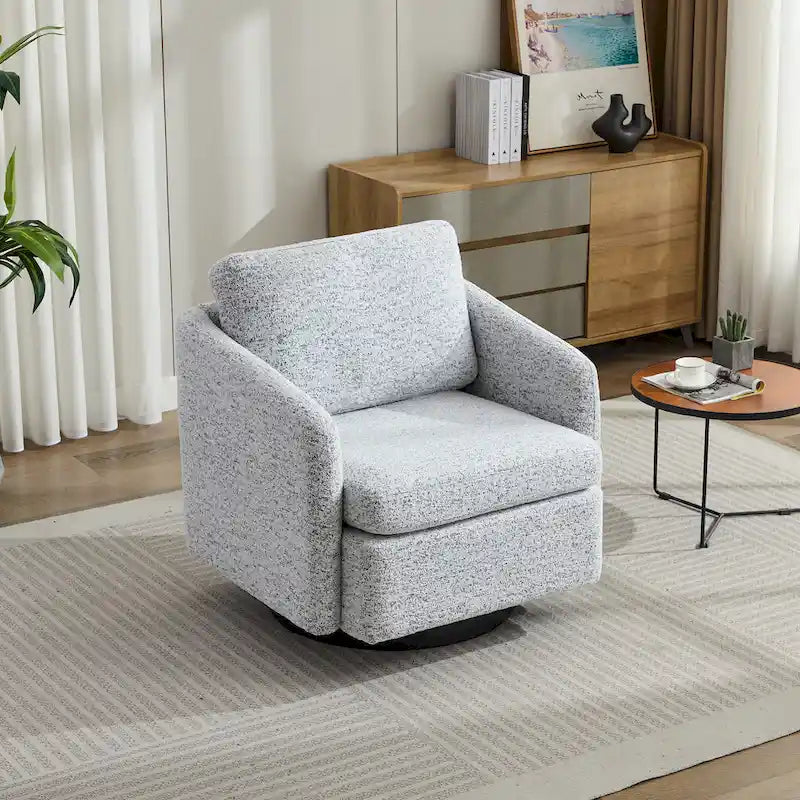 Poltrona girevole a sbalzo in bouclé giallo senape/grigio scuro/blu navy e pelle sintetica nera – Monoposto