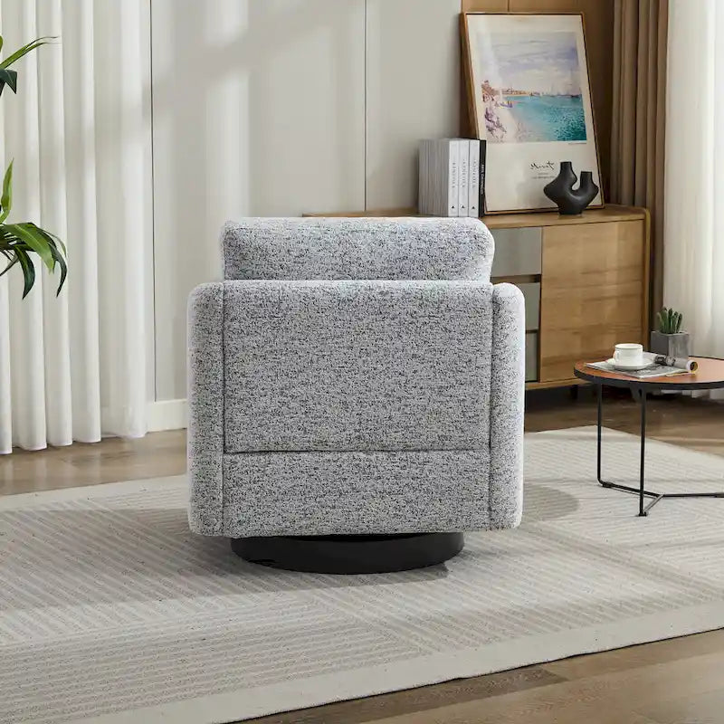 Poltrona girevole a sbalzo in bouclé giallo senape/grigio scuro/blu navy e pelle sintetica nera – Monoposto