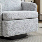 Poltrona girevole a sbalzo in bouclé giallo senape/grigio scuro/blu navy e pelle sintetica nera – Monoposto